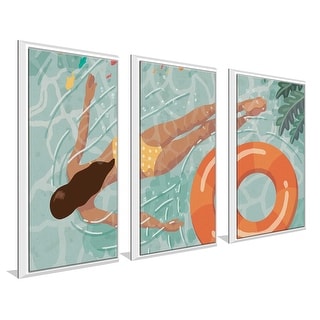 "Beach Babes IV" Print on Floating Canvas Set of 3 - Bed Bath & Beyond